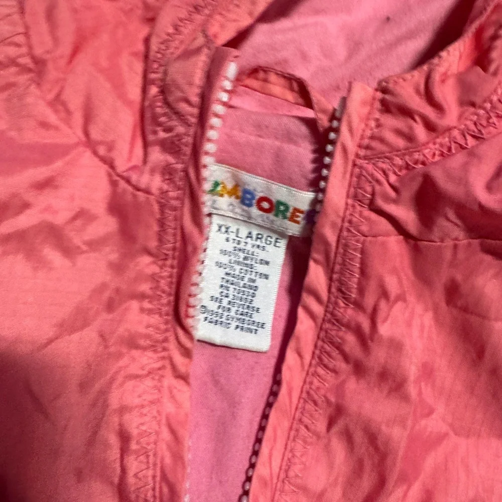 VTG Gymboree Girls Pink Hooded Windbreaker Jacket XXL 100% Nylon Cotton Lining